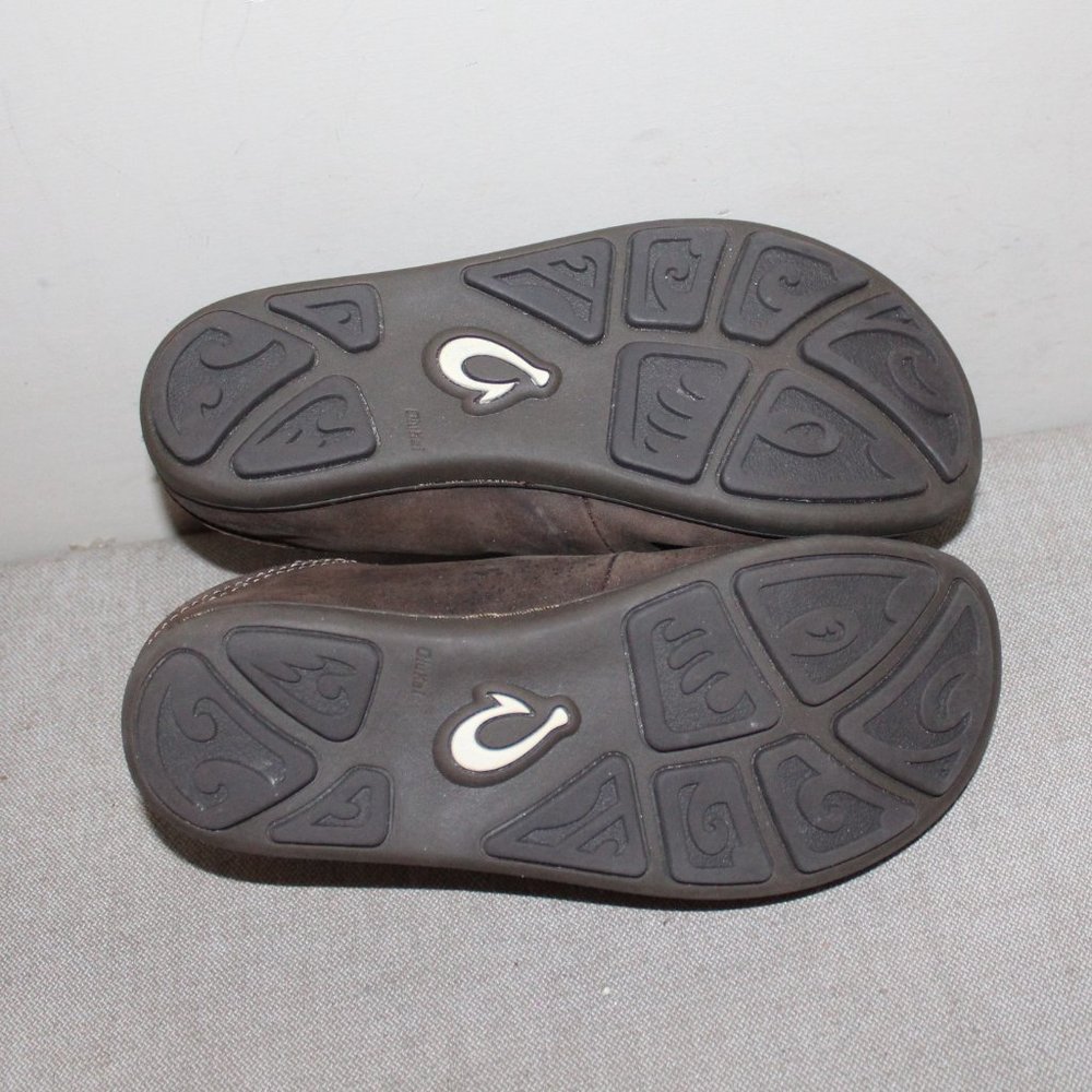 KIDS OLUKAI LEATHER SLIP ON SHOES - SIZE 3 1/2 - BROWN - Picture 5 of 8